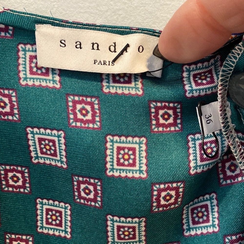 Sandro silk patchwork geometric print dress 36/US4 - Picture 4 of 5